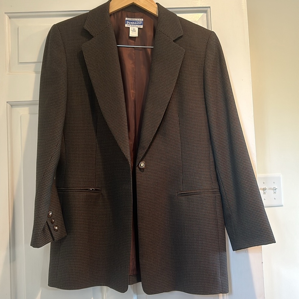 Pendleton Houndstooth Virgin Wool Suit Jacket And… - image 6